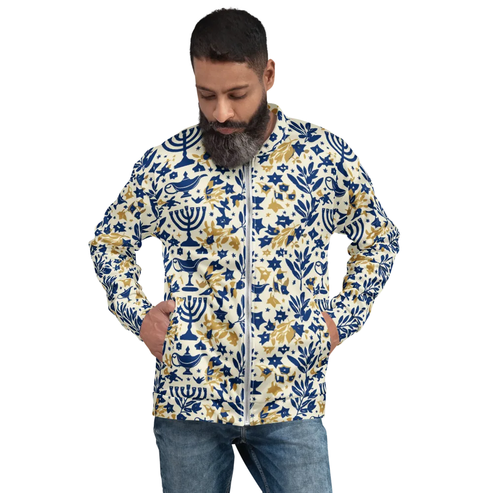 Gilded Hanukkah Garden on Bomber Jacket — Front