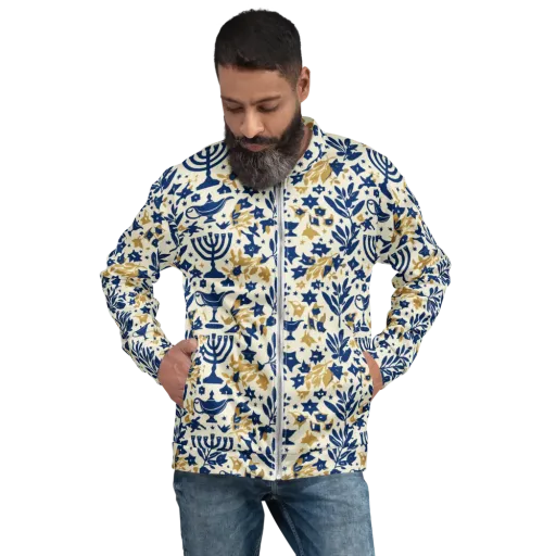 Gilded Hanukkah Garden on a Bomber Jacket