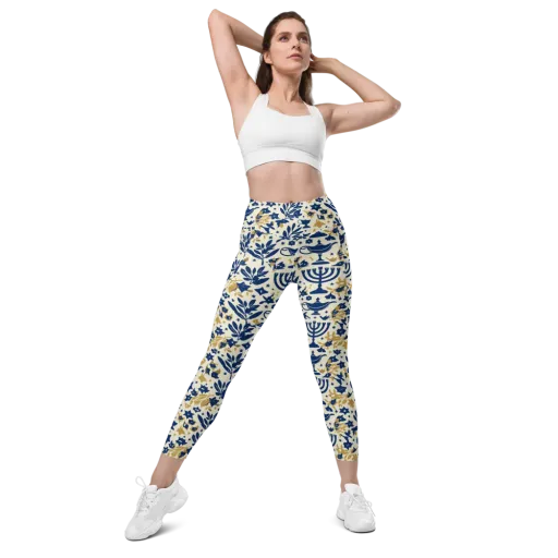 Gilded Hanukkah Garden on a Leggings with Pockets
