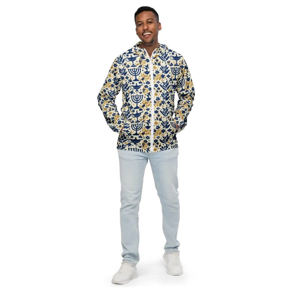 Gilded Hanukkah Garden on Men's Windbreaker — Front