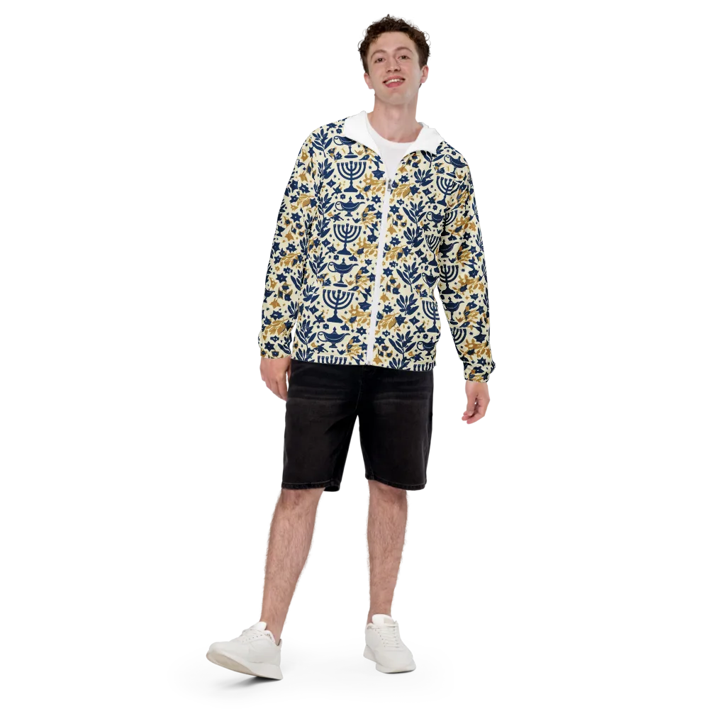 Gilded Hanukkah Garden on Men's Windbreaker — Front