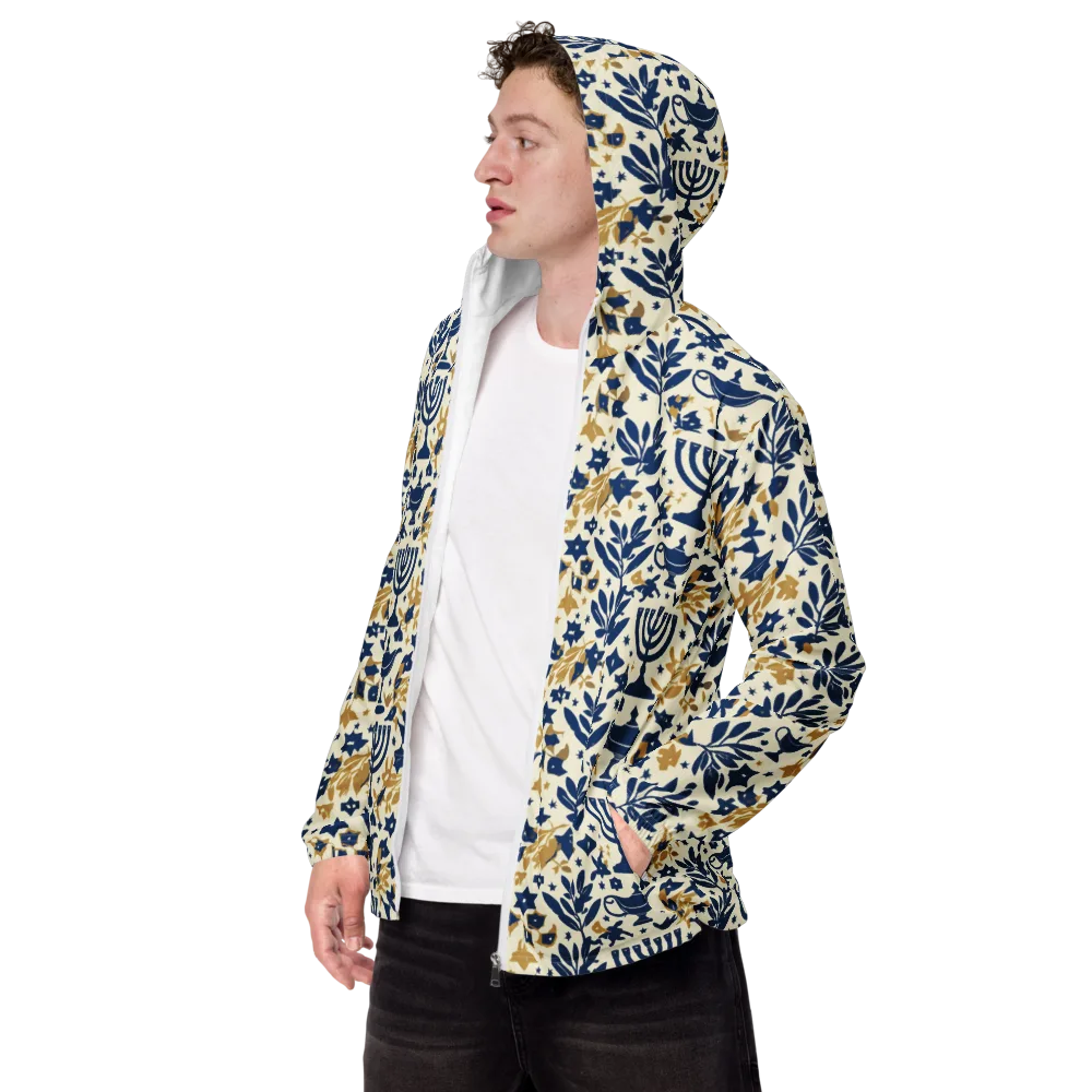 Gilded Hanukkah Garden on Men's Windbreaker — Left Front