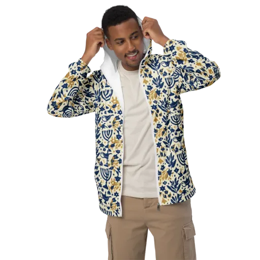 Gilded Hanukkah Garden on a Men's Windbreaker
