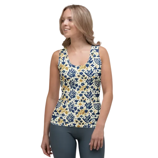 Gilded Hanukkah Garden on a Women's Tank Top