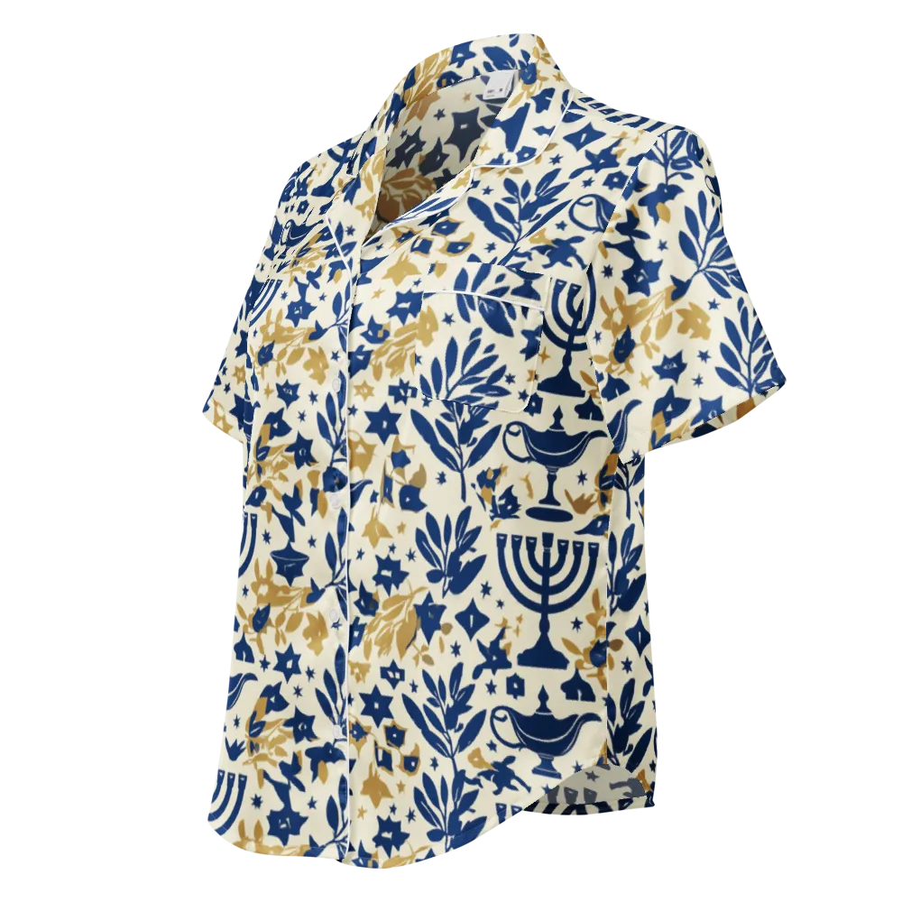 Gilded Hanukkah Garden on Women's Short Sleeve Pajama Top — Left Front