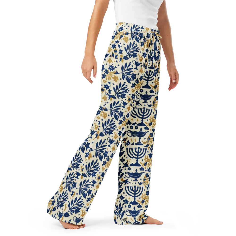 Gilded Hanukkah Garden on Women's Pajama Pants — Right Front