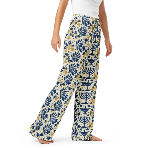 Gilded Hanukkah Garden on a Women's Pajama Pants