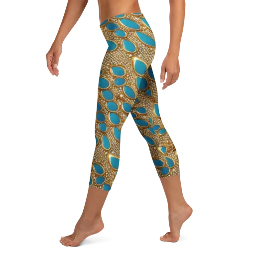 Aqua Gilded Mesh on a Capri Leggings
