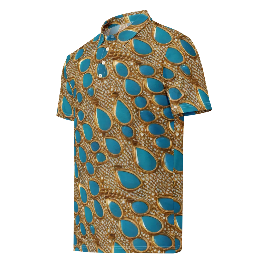 Aqua Gilded Mesh on Men's Slim Fit Polo Shirt — Left Front