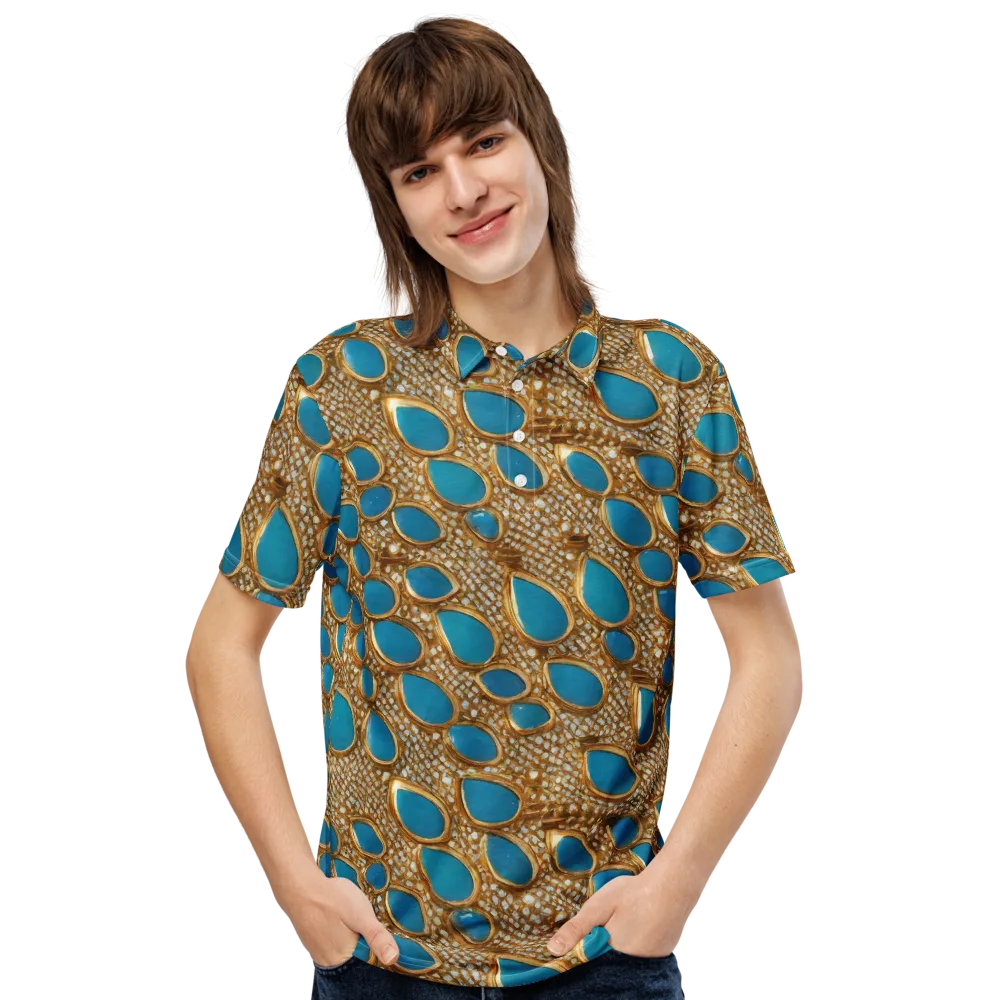 Aqua Gilded Mesh on Men's Slim Fit Polo Shirt — Front