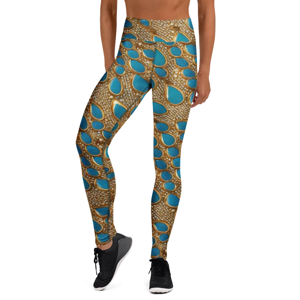 Aqua Gilded Mesh on Yoga Leggings — Front
