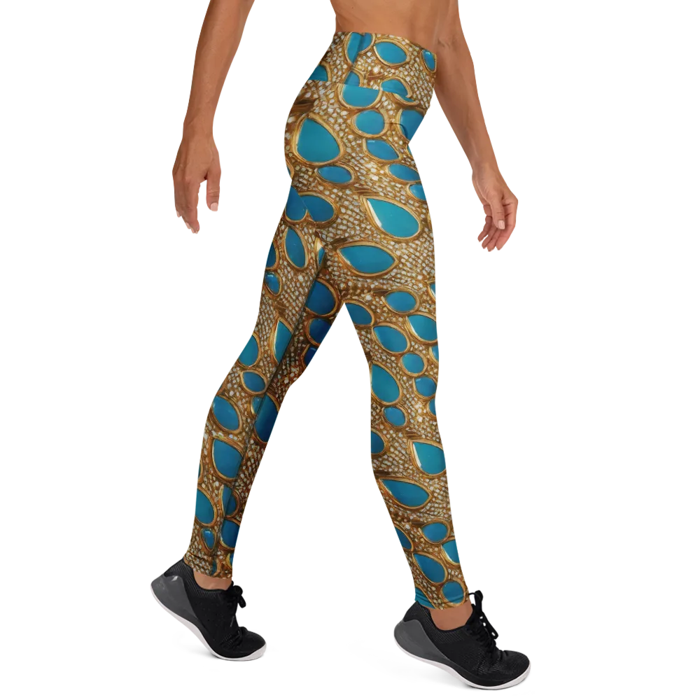 Aqua Gilded Mesh on Yoga Leggings — Right