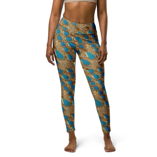 Aqua Gilded Mesh on a Yoga Leggings