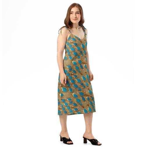 Aqua Gilded Mesh on a Slip Dress