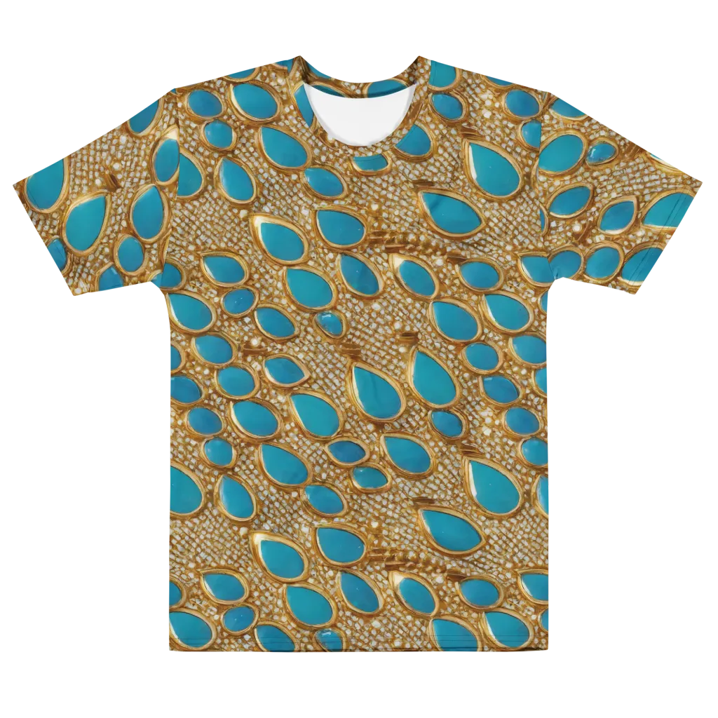 Aqua Gilded Mesh on Men's Cotton Crew Neck T-Shirt — Front