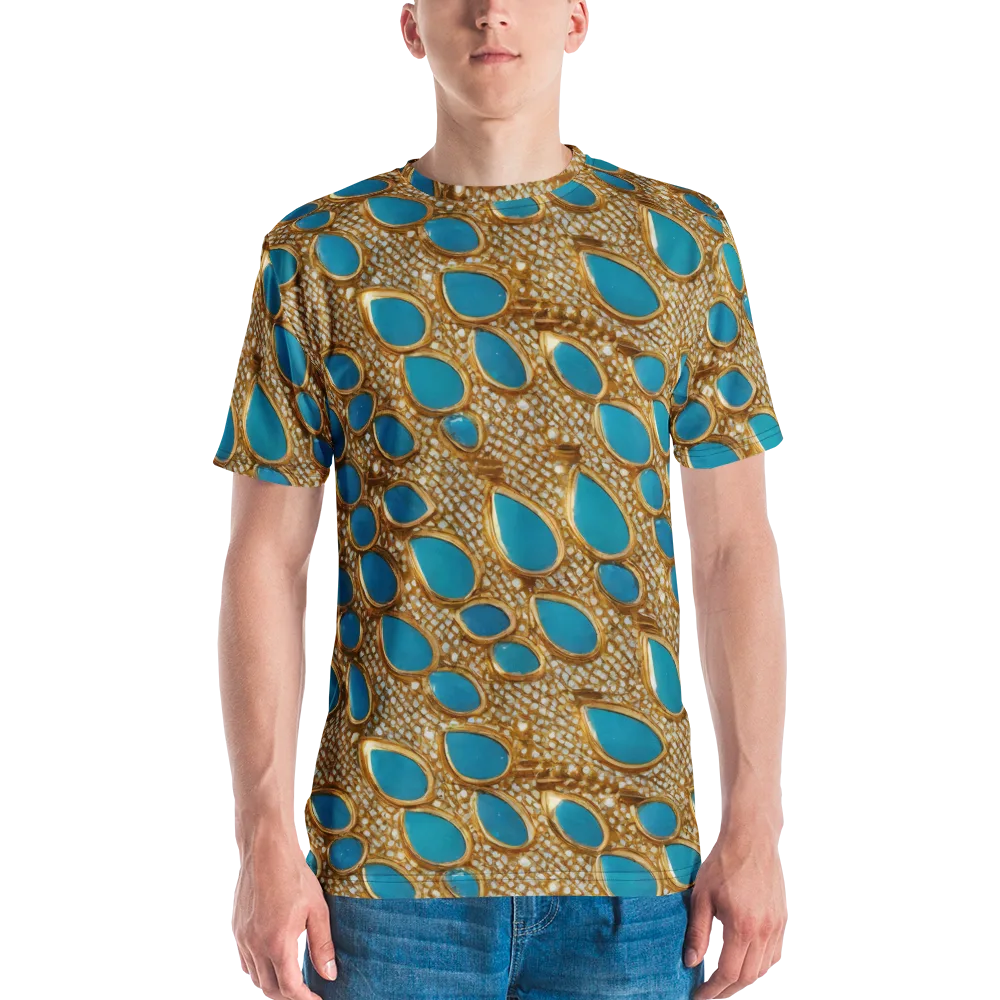 Aqua Gilded Mesh on Men's Crew Neck T-Shirt — Front