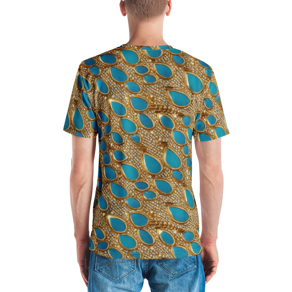 Aqua Gilded Mesh on Men's Crew Neck T-Shirt — Back