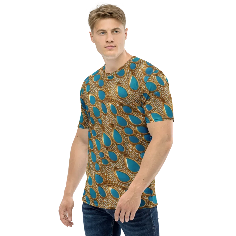 Aqua Gilded Mesh on Men's Crew Neck T-Shirt — Left