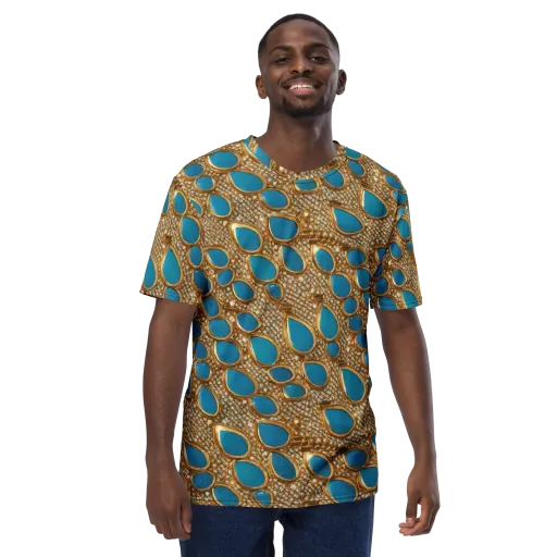 Aqua Gilded Mesh on a Men's Crew Neck T-Shirt