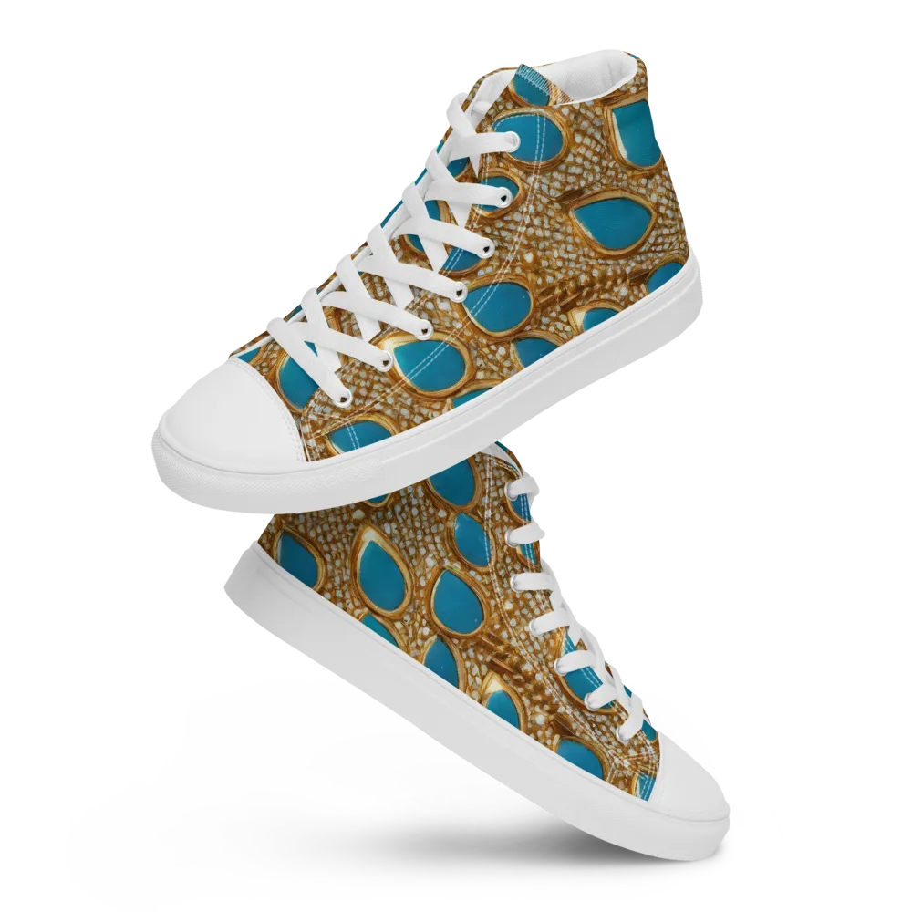 Aqua Gilded Mesh on Men's High Top Canvas Shoes — Front