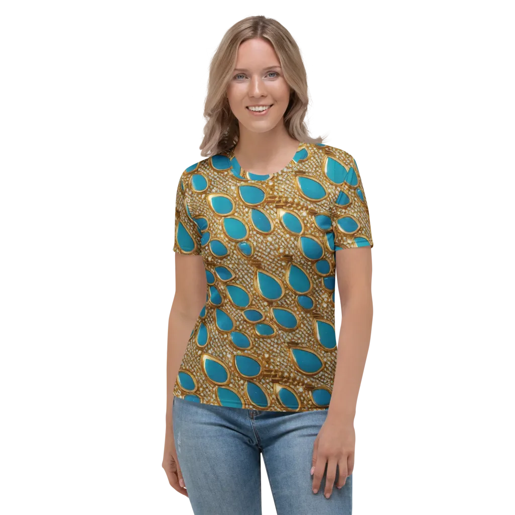 Aqua Gilded Mesh on Women's Crew Neck T-Shirt — Front