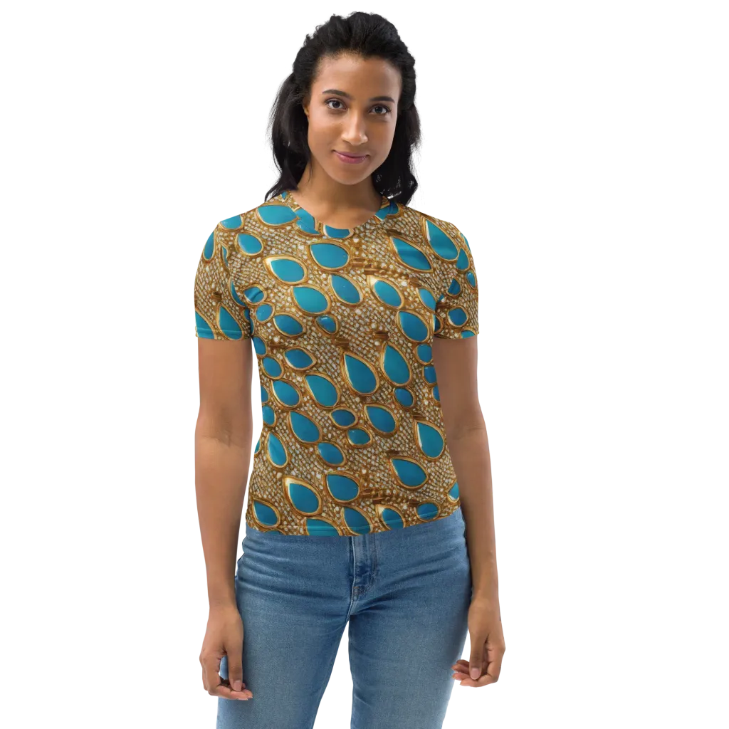 Aqua Gilded Mesh on Women's Crew Neck T-Shirt — Front