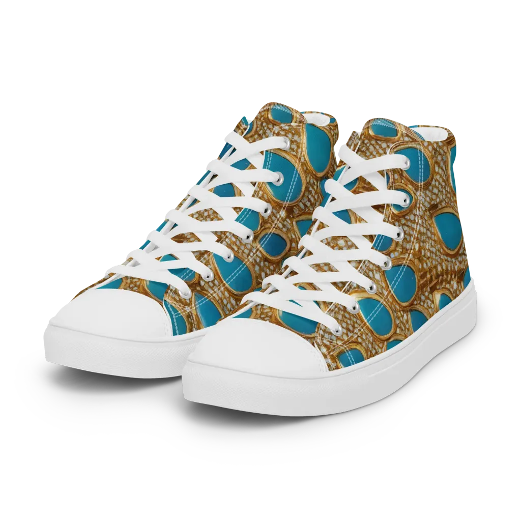 Aqua Gilded Mesh on Women's High Top Canvas Shoes — Left Front