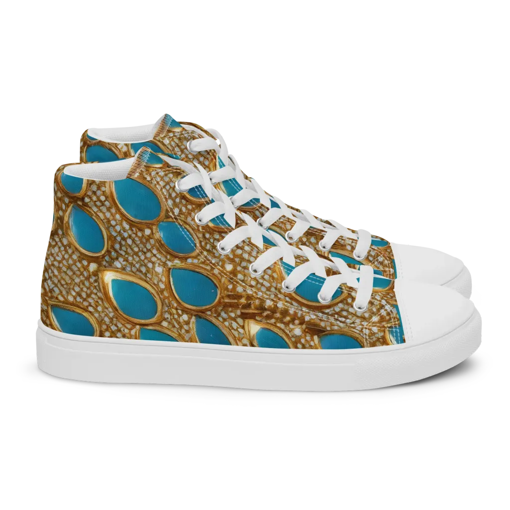 Aqua Gilded Mesh on Women's High Top Canvas Shoes — Right