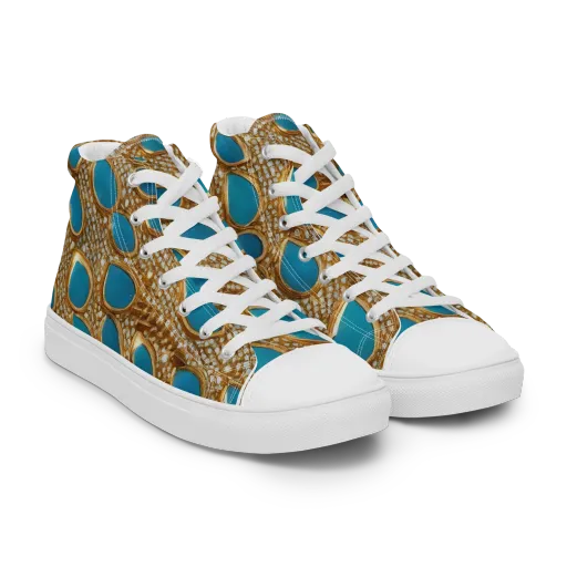 Aqua Gilded Mesh on a Women's High Top Canvas Shoes