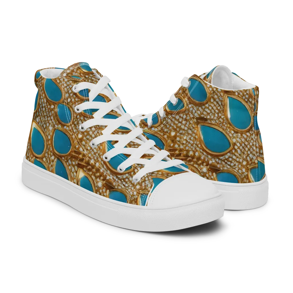 Aqua Gilded Mesh on Women's High Top Canvas Shoes — Right