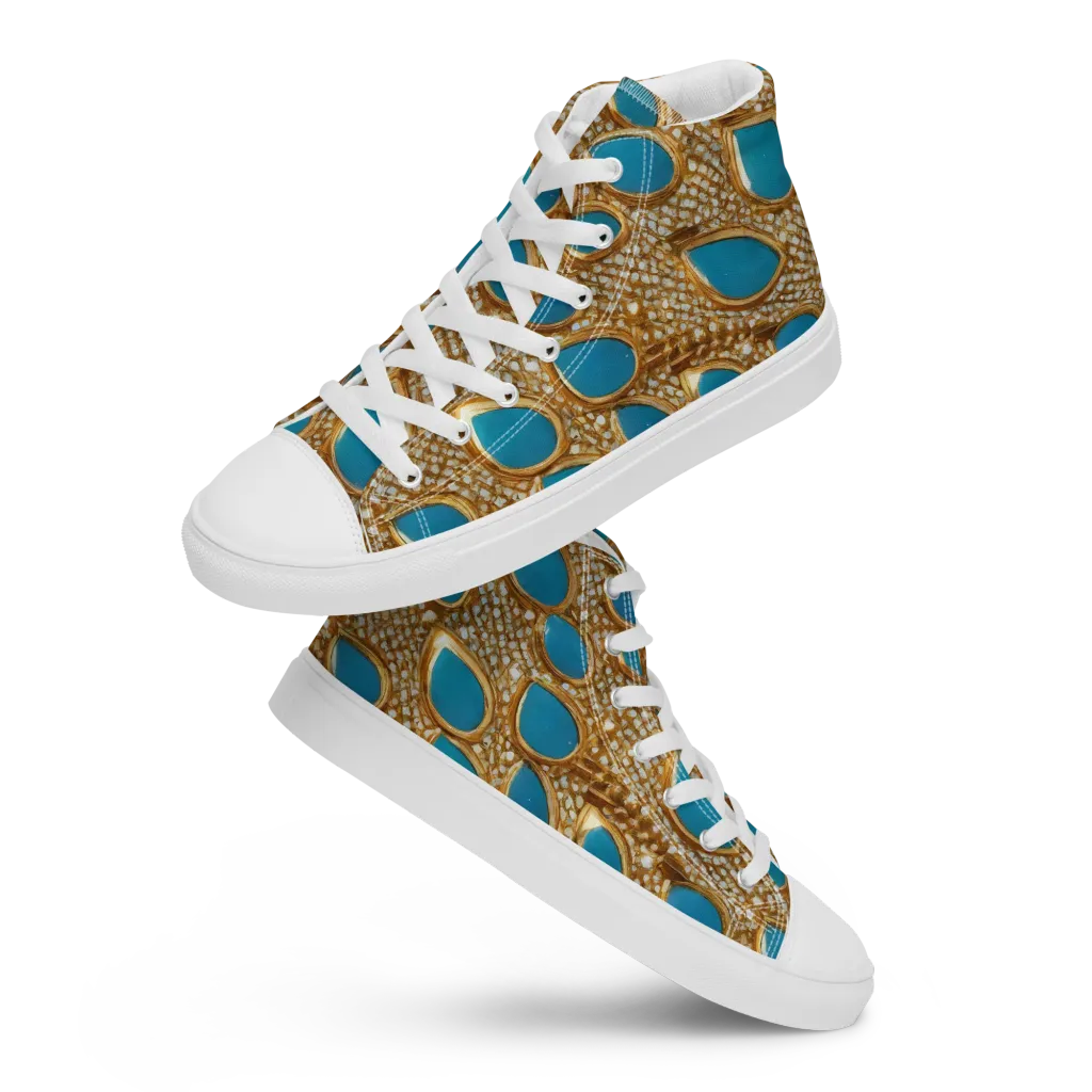 Aqua Gilded Mesh on Women's High Top Canvas Shoes — Front