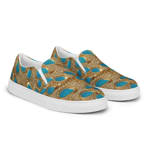 Aqua Gilded Mesh on a Men's Slip-On Canvas Shoes