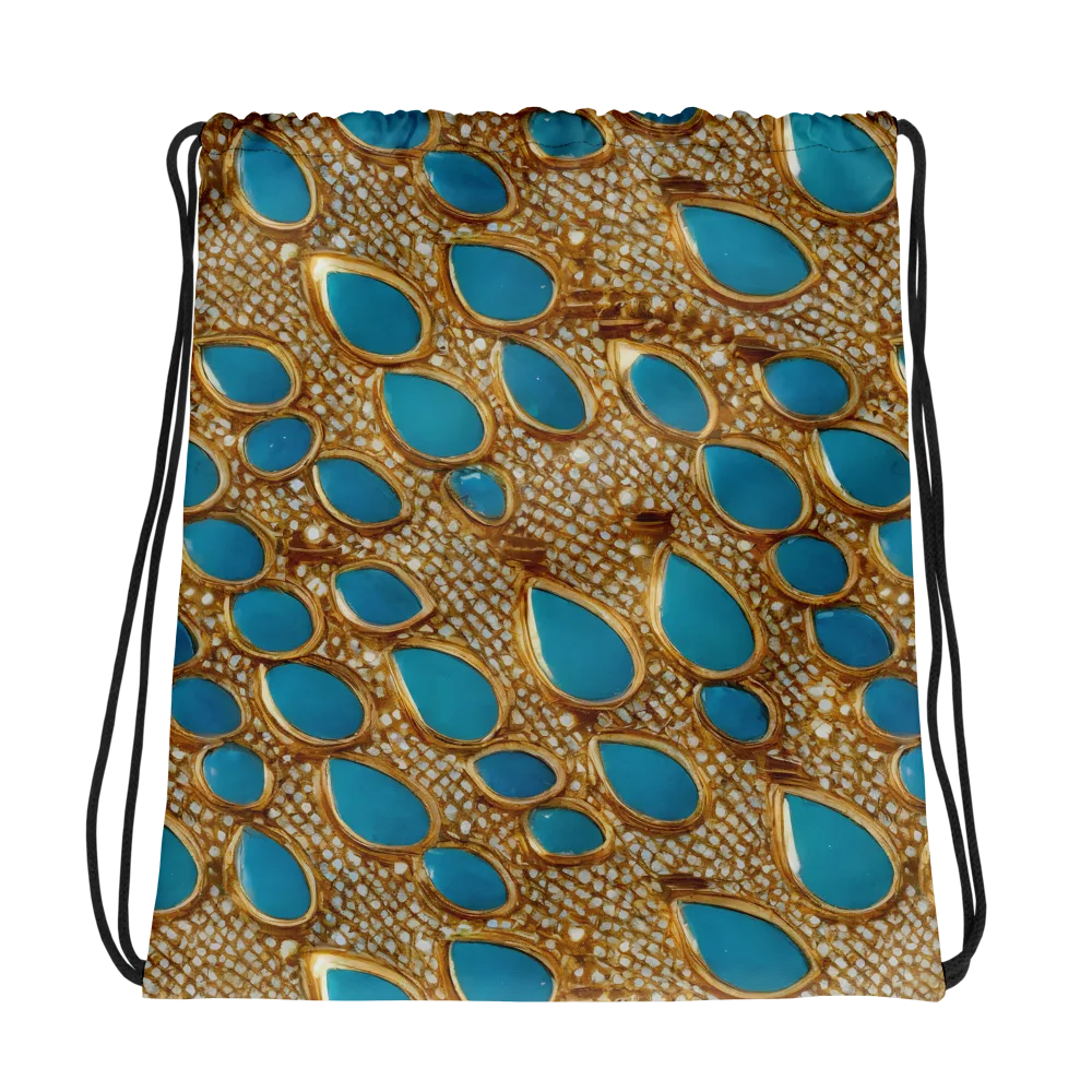 Aqua Gilded Mesh on Drawstring Bag — Photo