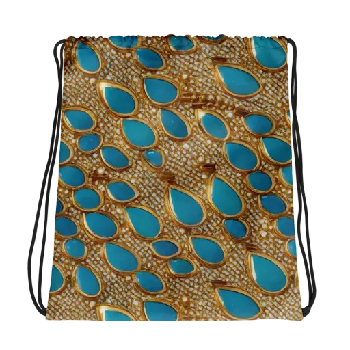 Aqua Gilded Mesh on a Drawstring Bag