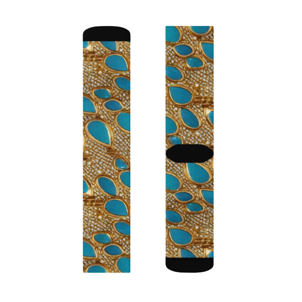 Aqua Gilded Mesh on Socks — Right Sock