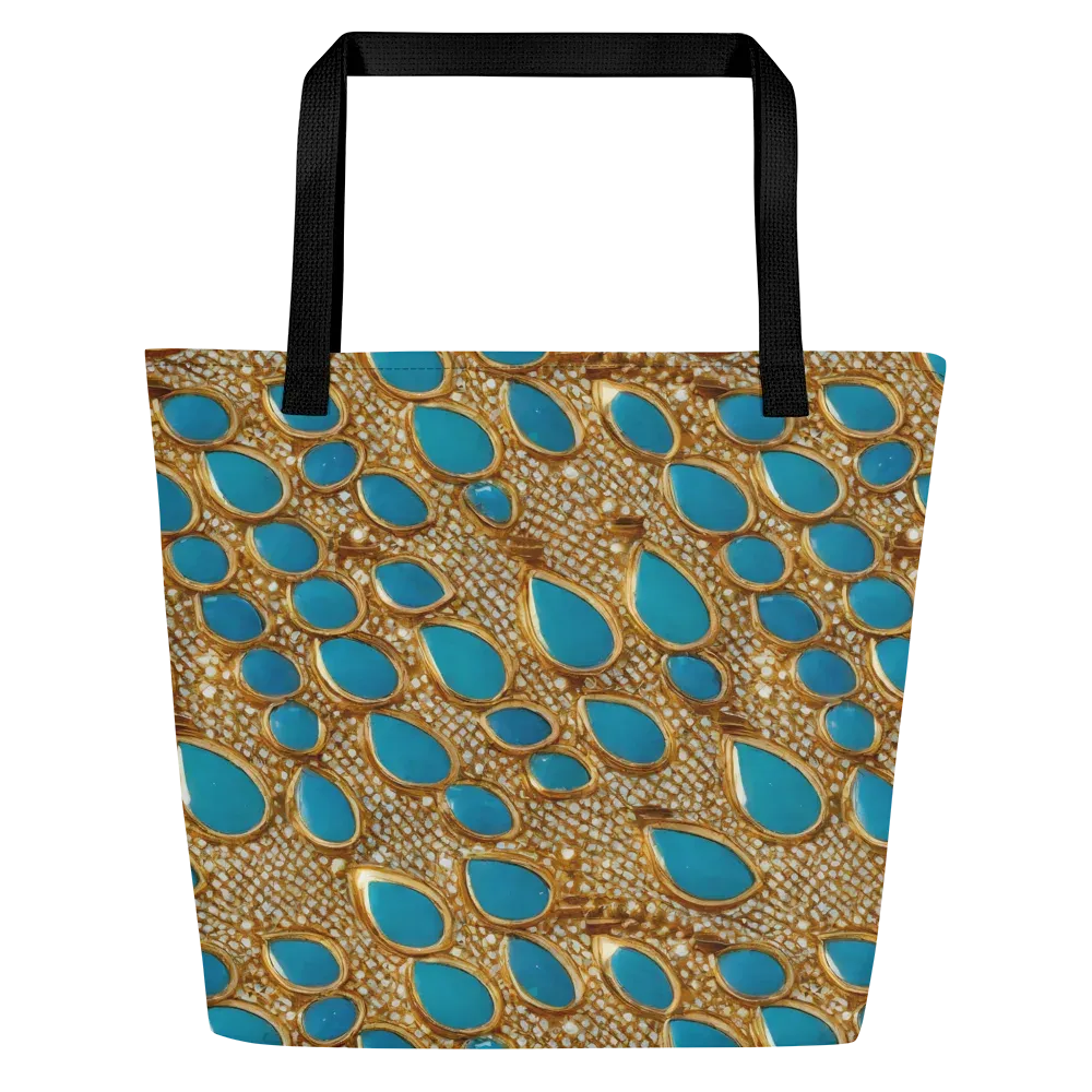 Aqua Gilded Mesh on Large Tote Bag W/ Pocket — Front