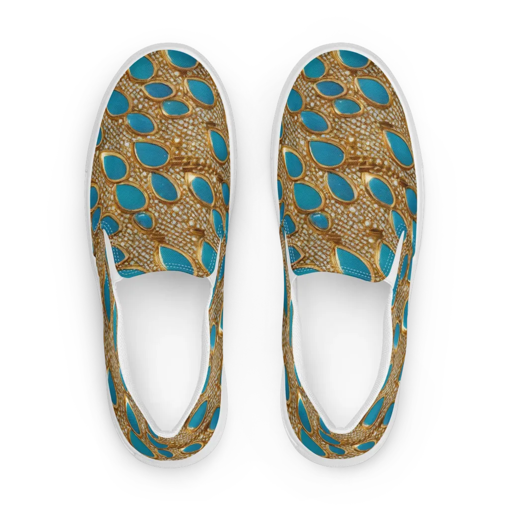 Aqua Gilded Mesh on Women's Slip-On Canvas Shoes — Front