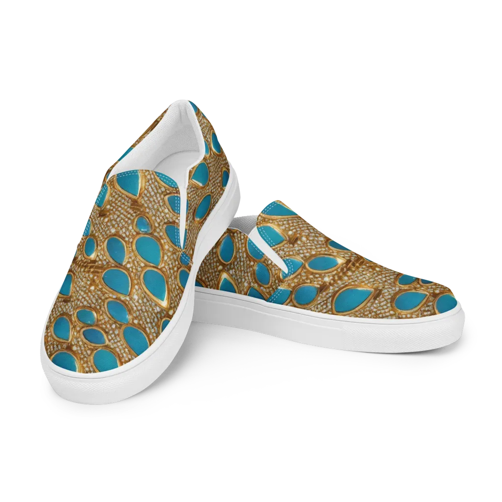 Aqua Gilded Mesh on Women's Slip-On Canvas Shoes — Left Front