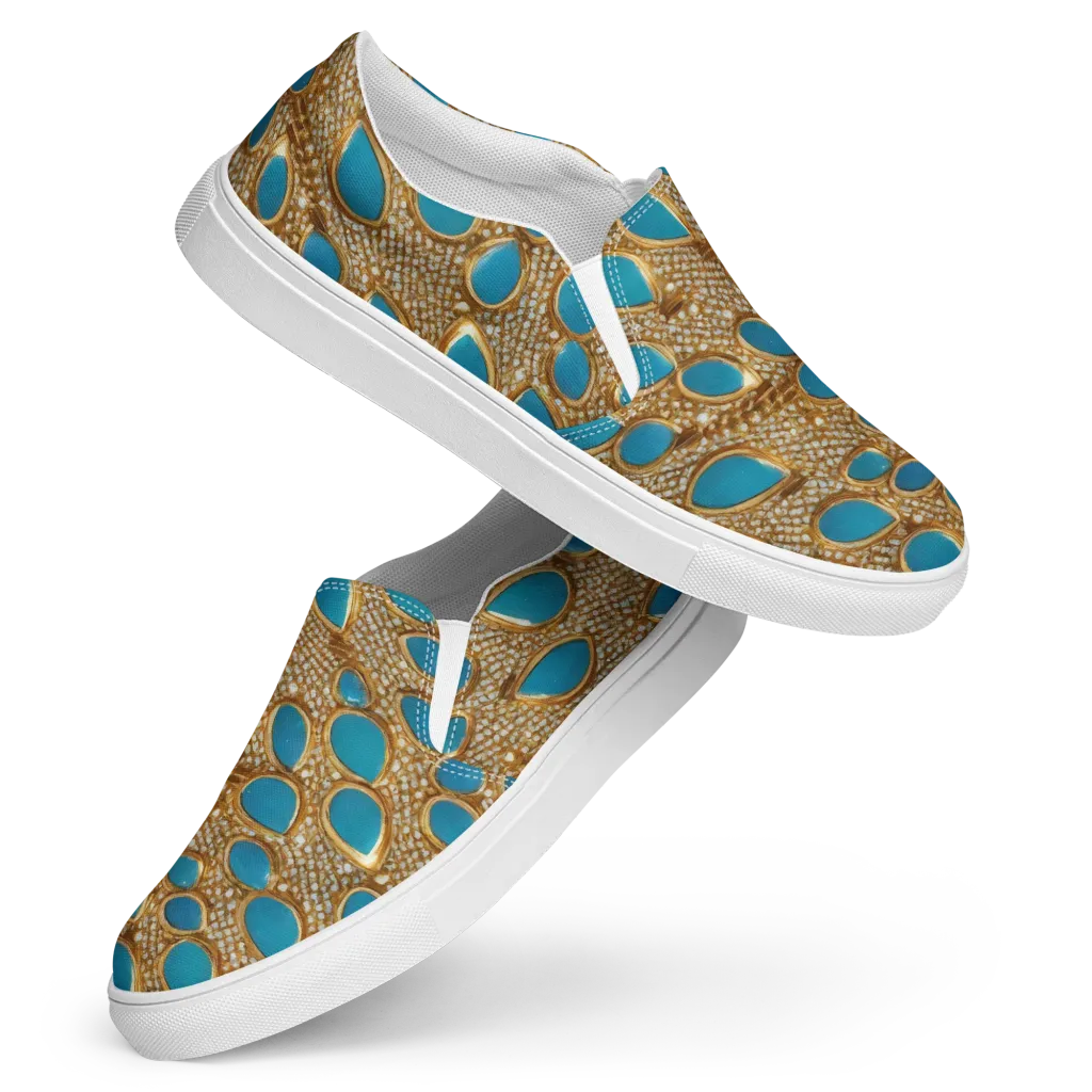 Aqua Gilded Mesh on Women's Slip-On Canvas Shoes — Front