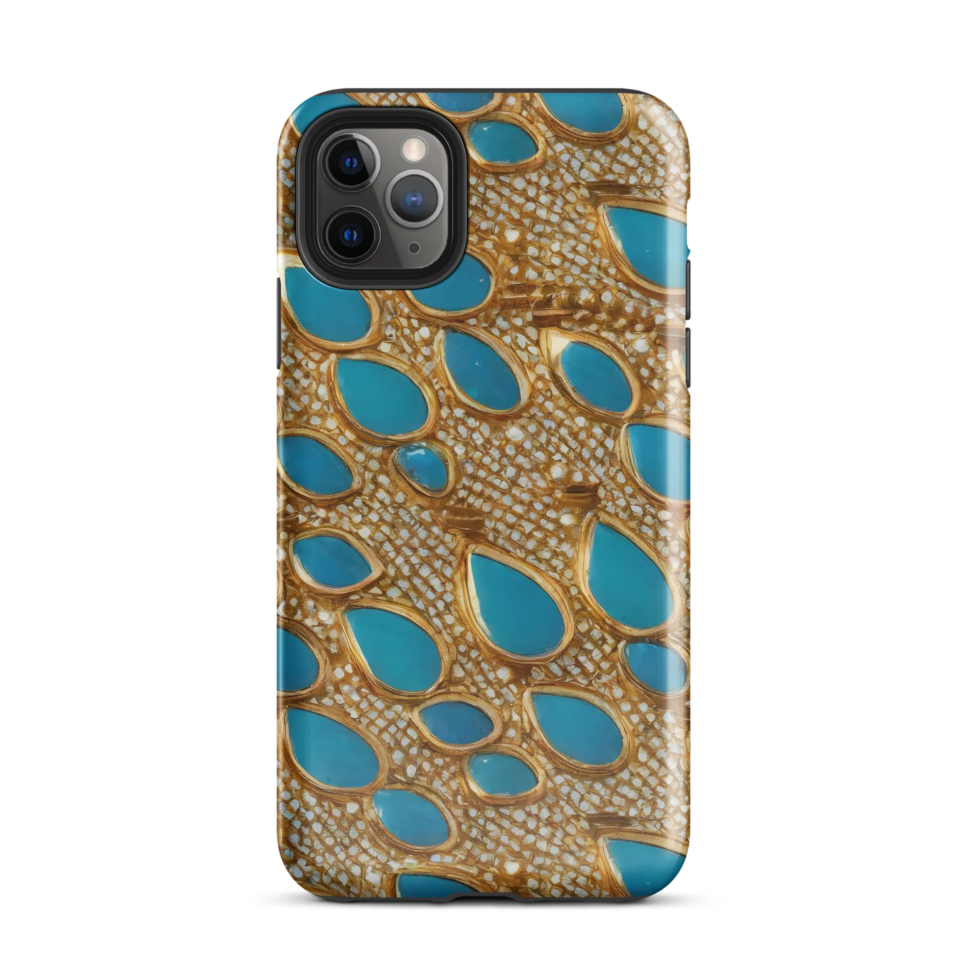 Aqua Gilded Mesh on Tough Case for iPhone® — Front