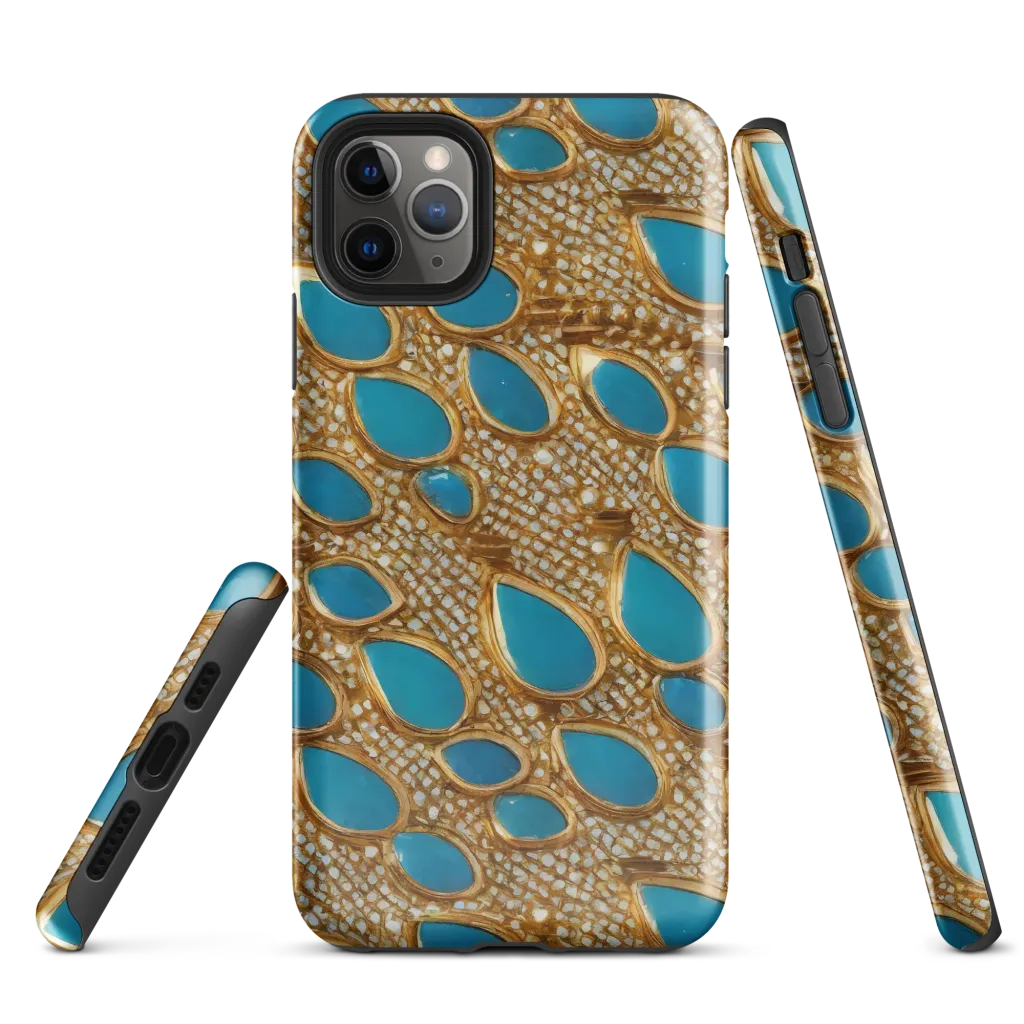 Aqua Gilded Mesh on Tough Case for iPhone® — Front