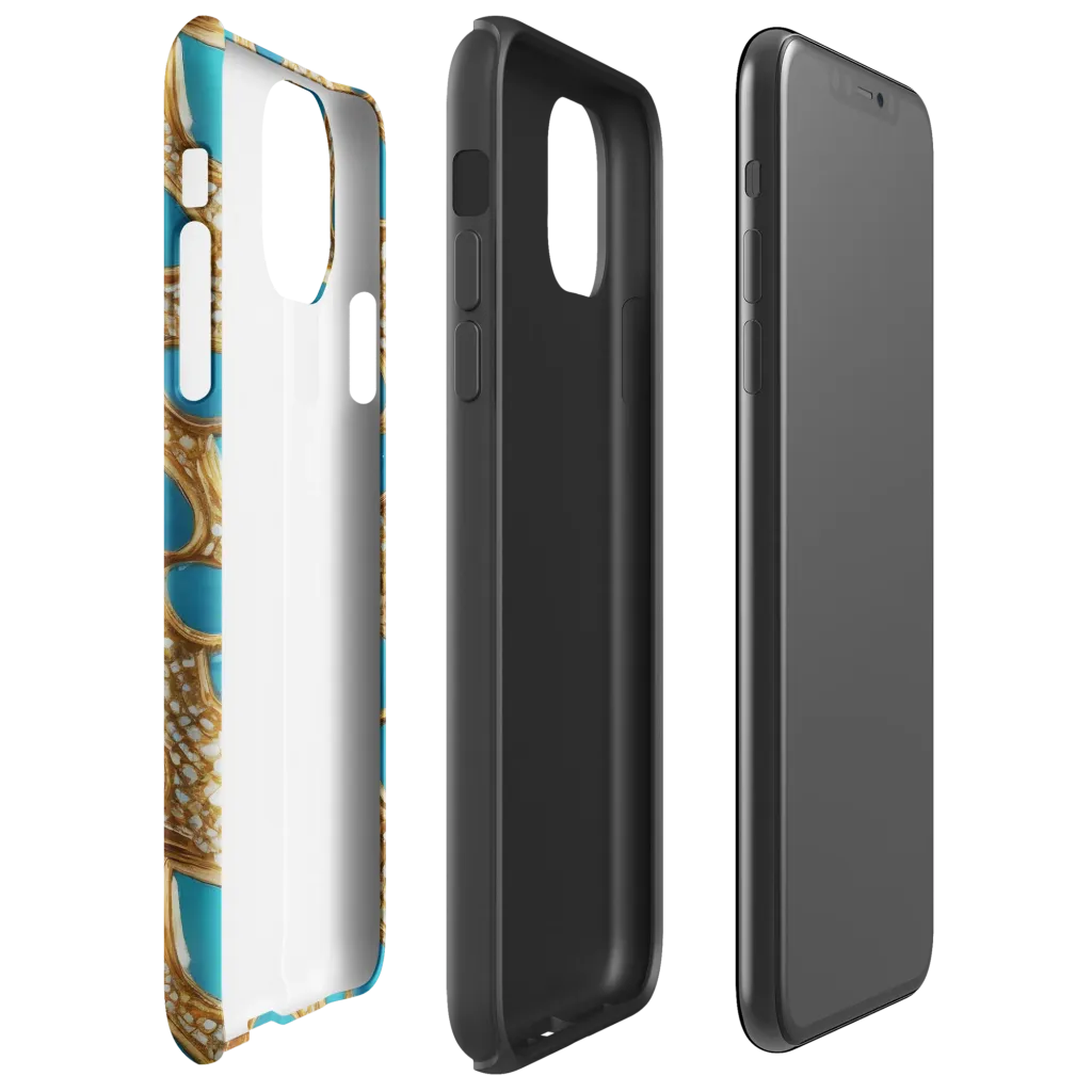 Aqua Gilded Mesh on Tough Case for iPhone® — Right