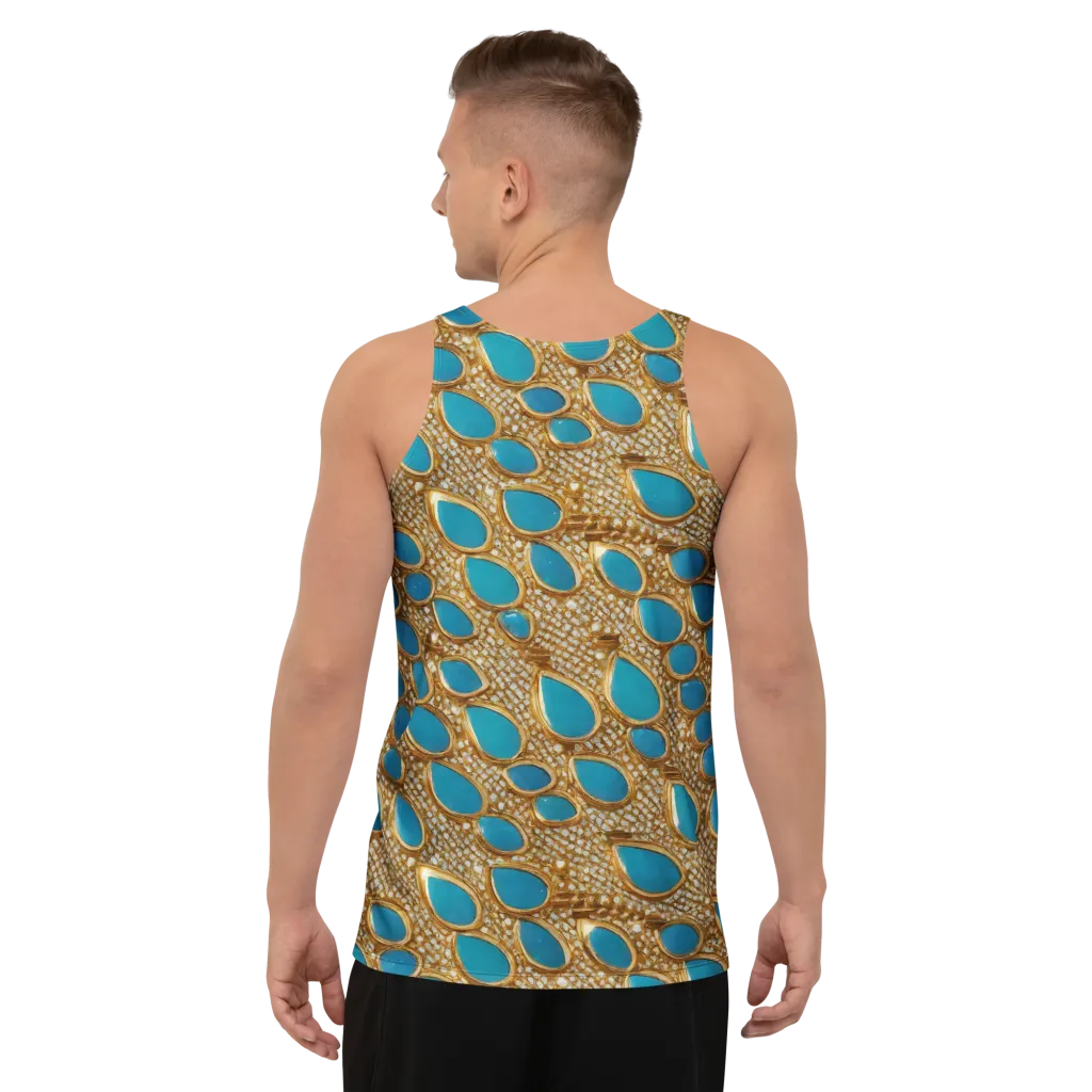Aqua Gilded Mesh on Men's Tank Top — Back