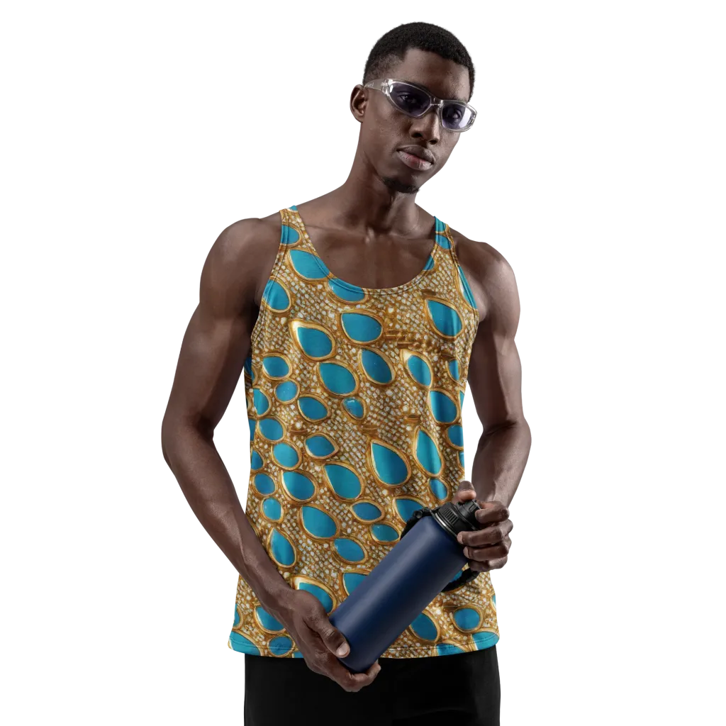 Aqua Gilded Mesh on Men's Tank Top — Front