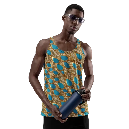 Aqua Gilded Mesh on a Men's Tank Top