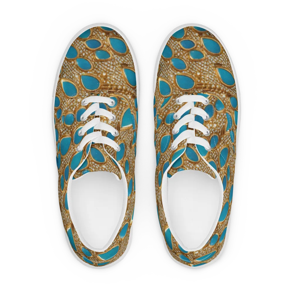 Aqua Gilded Mesh on Men's Lace-Up Canvas Shoes — Front