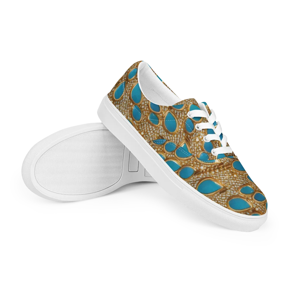 Aqua Gilded Mesh on Men's Lace-Up Canvas Shoes — Right Front