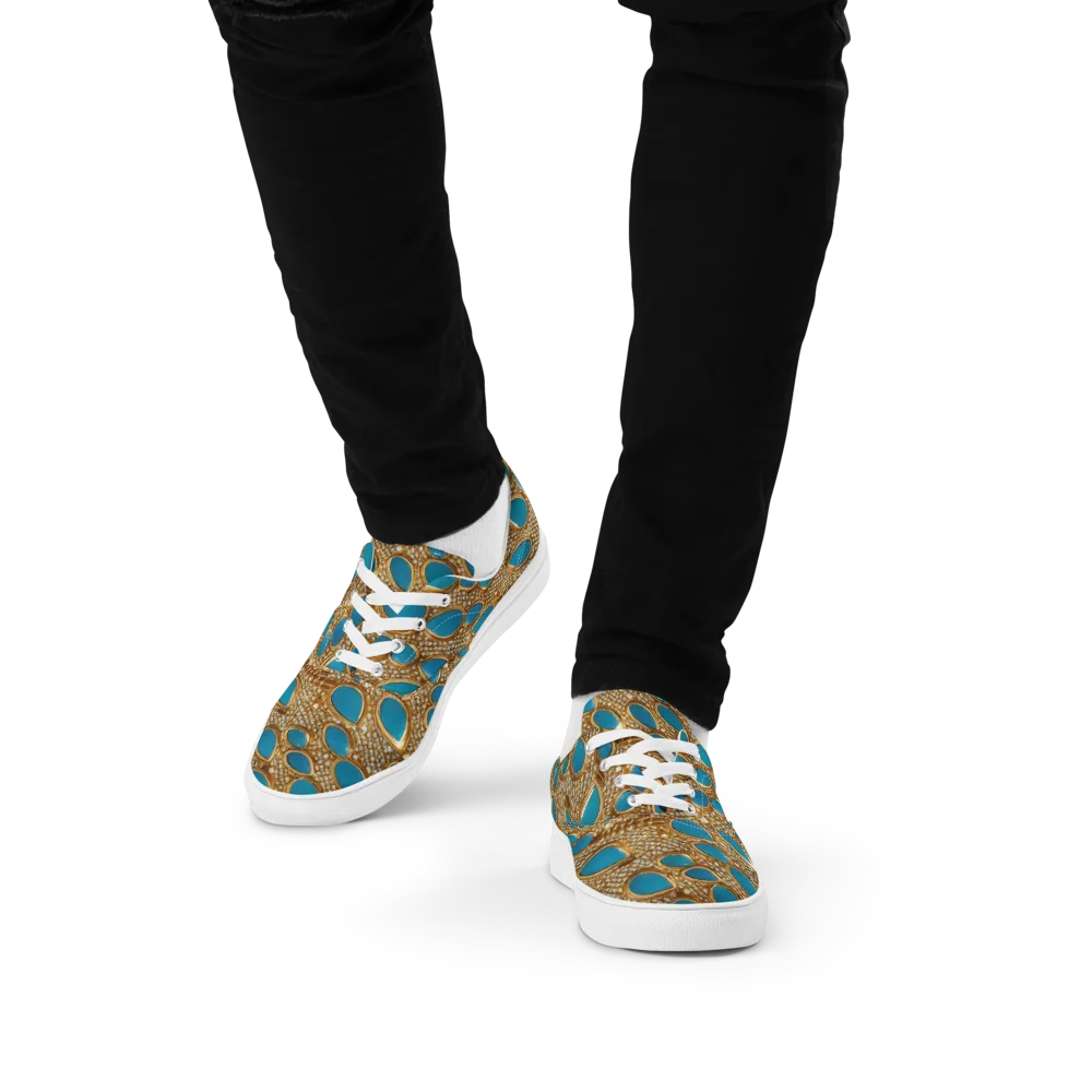 Aqua Gilded Mesh on Men's Lace-Up Canvas Shoes — Front