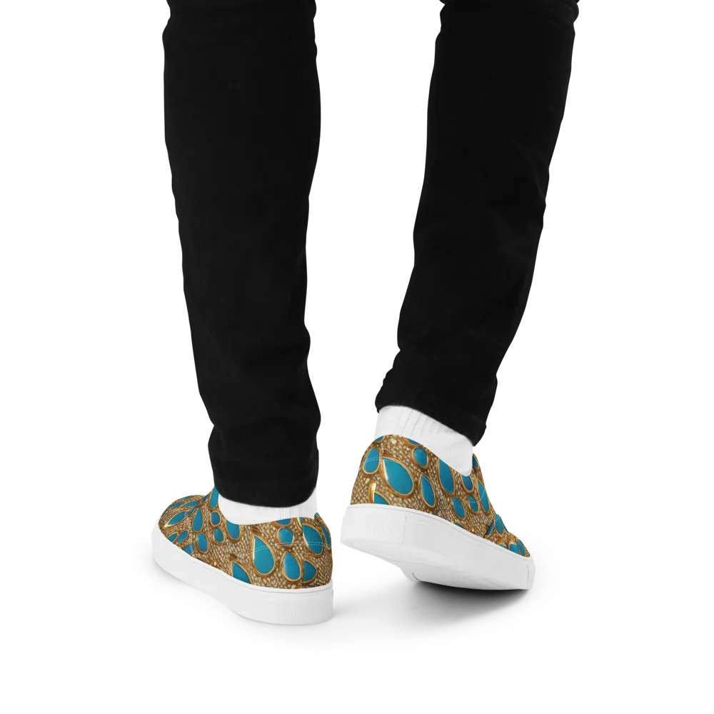 Aqua Gilded Mesh on Men's Lace-Up Canvas Shoes — Back
