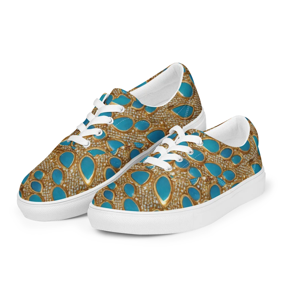 Aqua Gilded Mesh on Men's Lace-Up Canvas Shoes — Left Front